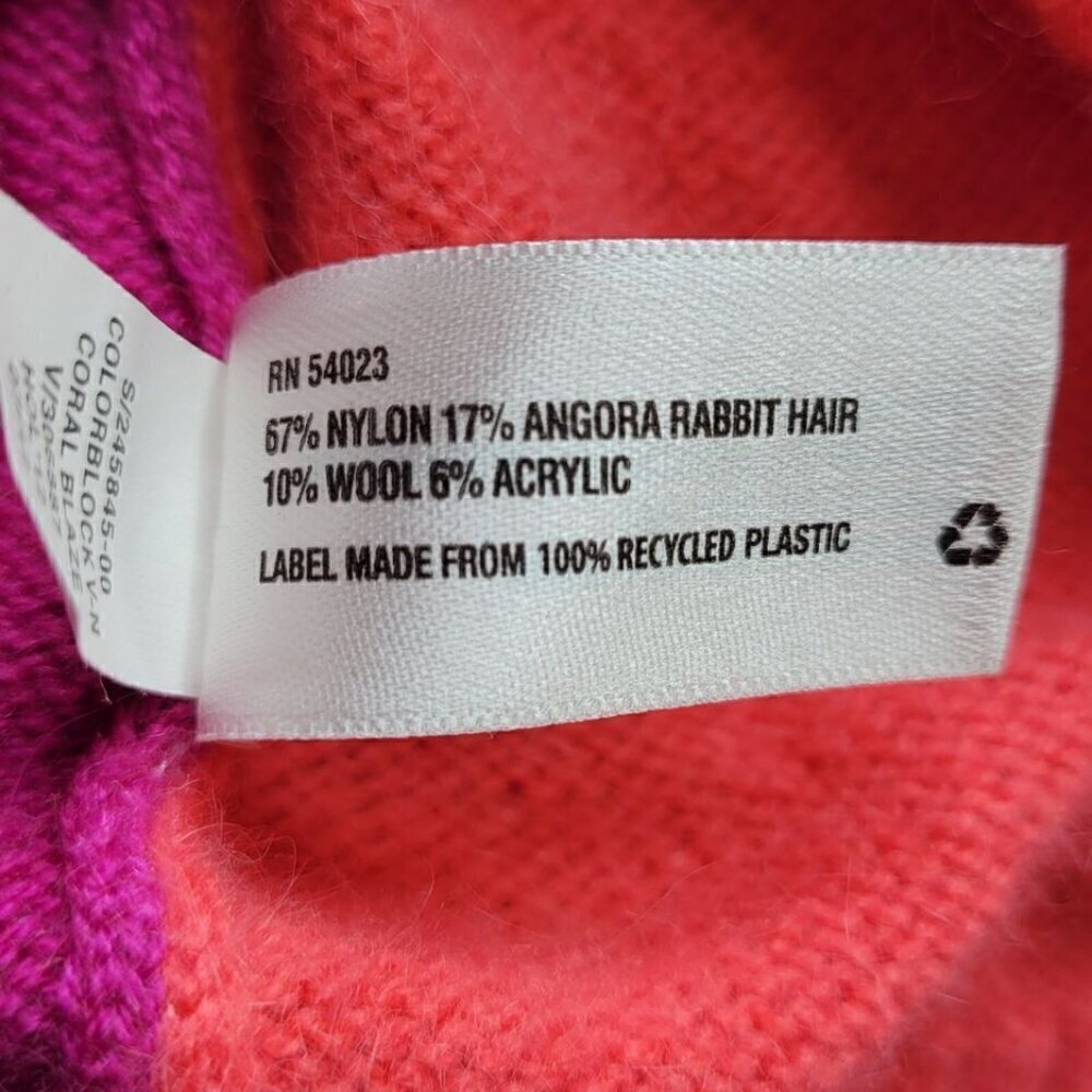 Gap V Neck Button Cardigan Women Size M Angora Rabbit Hair Blend Colorblock - Picture 7 of 12
